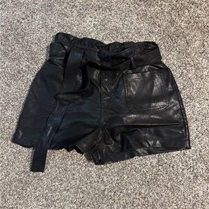 Alya Black High Waist Leather Shorts